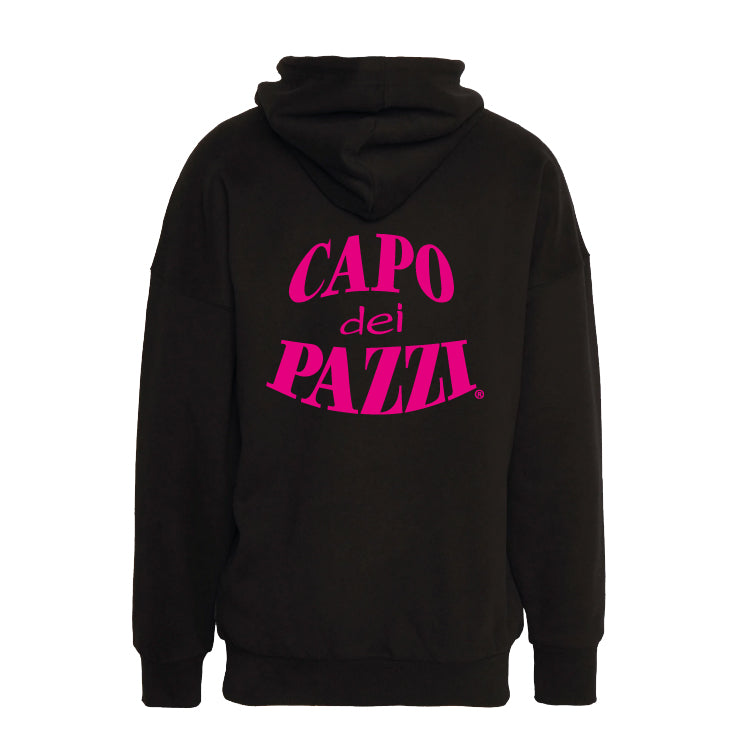 Felpa nera cappuccio original Pedro fluo