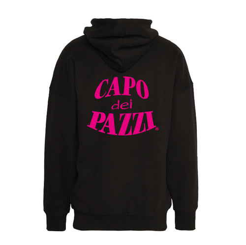 Felpa nera cappuccio original Pedro fluo