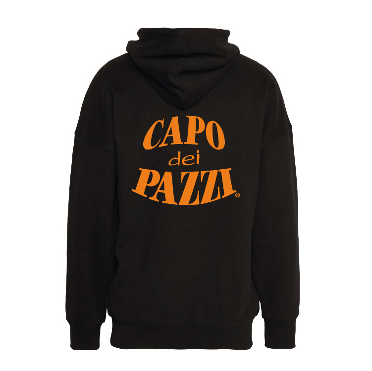 Felpa nera cappuccio original Pedro fluo