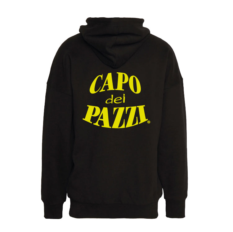 Felpa nera cappuccio original Pedro fluo